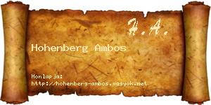 Hohenberg Ambos névjegykártya